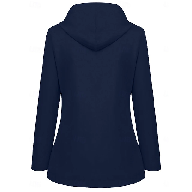 Women's Hoodie Jacket Waterproof Comfortable Pocket Buttons Casual Plain Vacation Street Casual Daily Wear Single Breasted Regular Hooded Regular Fit Long Sleeve Outerwear Yellow Red Navy Blue Spring