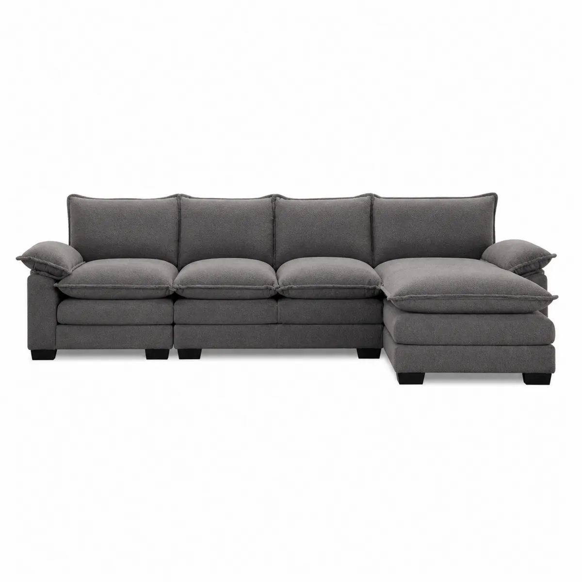 Canapé d'angle modulable en tissu Gris avec méridienne