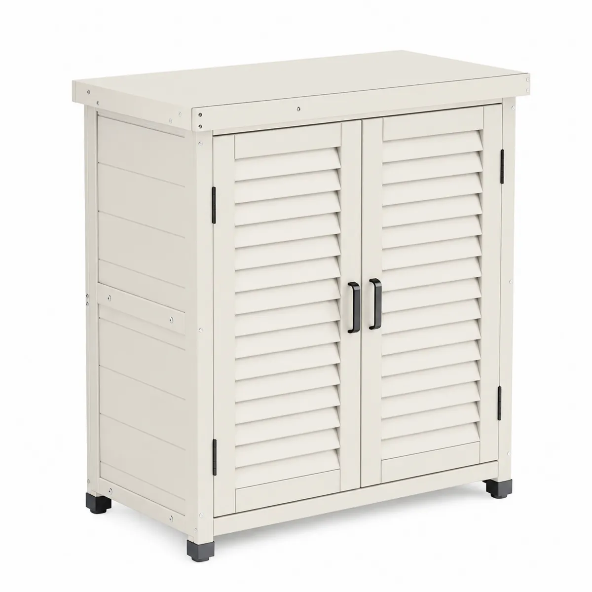 Armoire de rangement en métal Beige avec portes à persiennes 80x40x100 cm