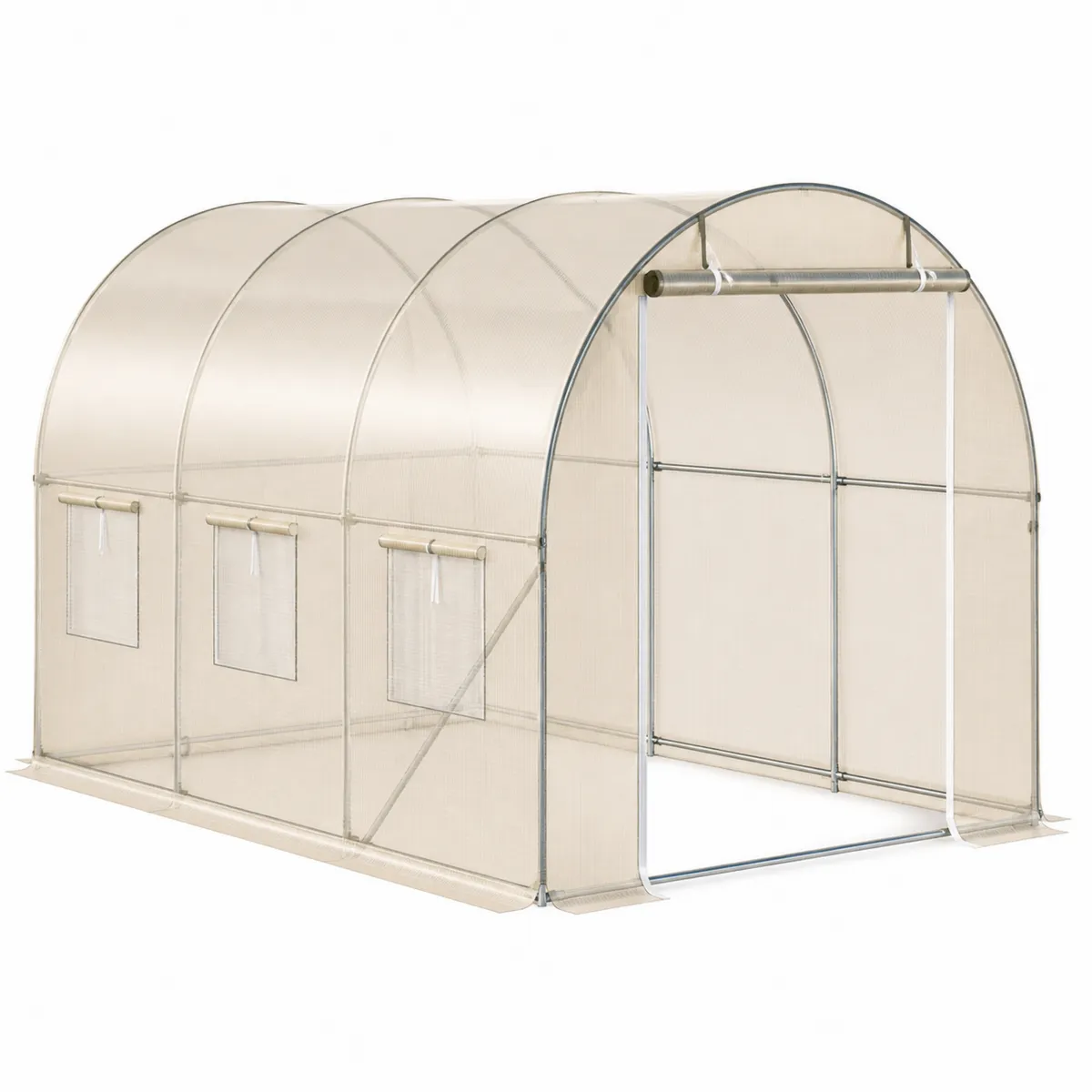 Serre Tunnel de Jardin en Acier et PVC Transparent Beige 300x200x200 cm