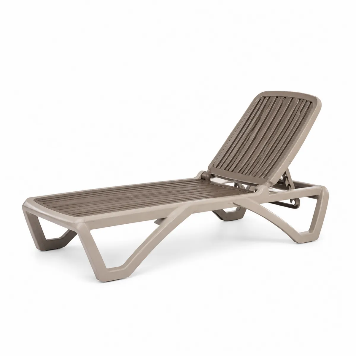 Chaise longue en résine plastique réglable Beige