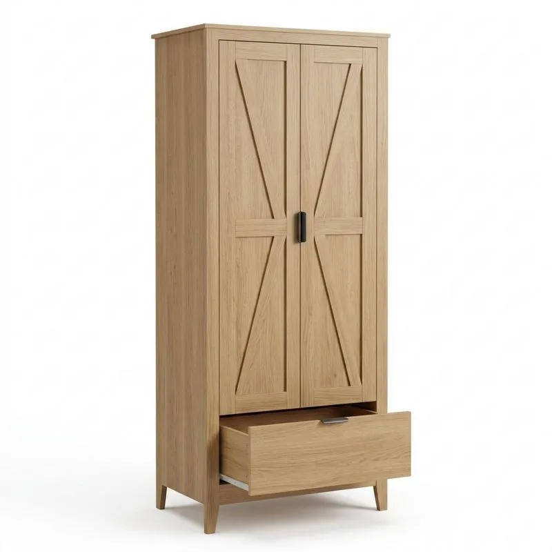 Kleiderschrank aus Eichenholz mit Schublade-Noblehomeeu