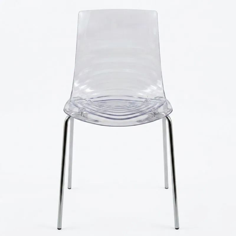 Transparenter Polycarbonat-Stuhl mit verchromten Stahlbeinen-Noblehomeeu