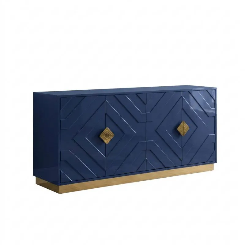 Sideboard aus MDF mit Massivholzrahmen Dunkelblau 160cm-Noblehomeeu