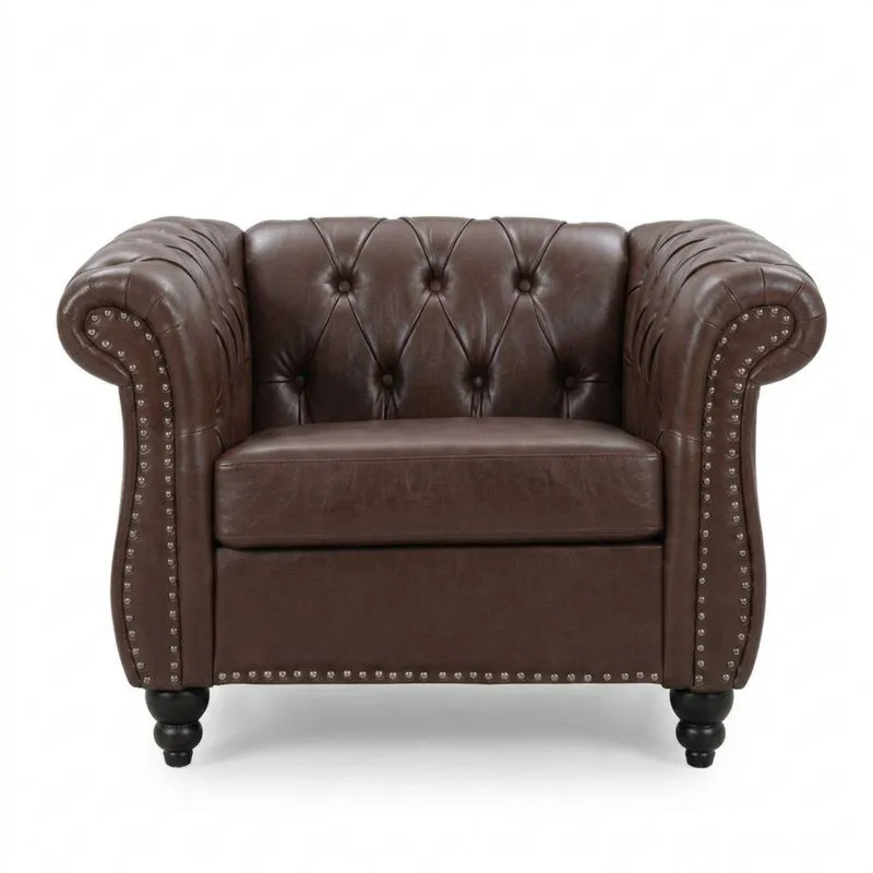Chesterfield Sessel aus braunem Leder-Noblehomeeu