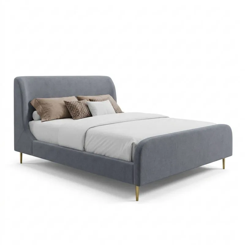 Graues Polyesterbett mit Aluminiumbeinen-Noblehomeeu