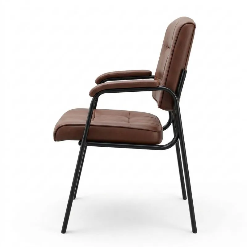 Sessel mit Kunstlederbezug und Aluminiumrahmen – Braun-Noblehomeeu