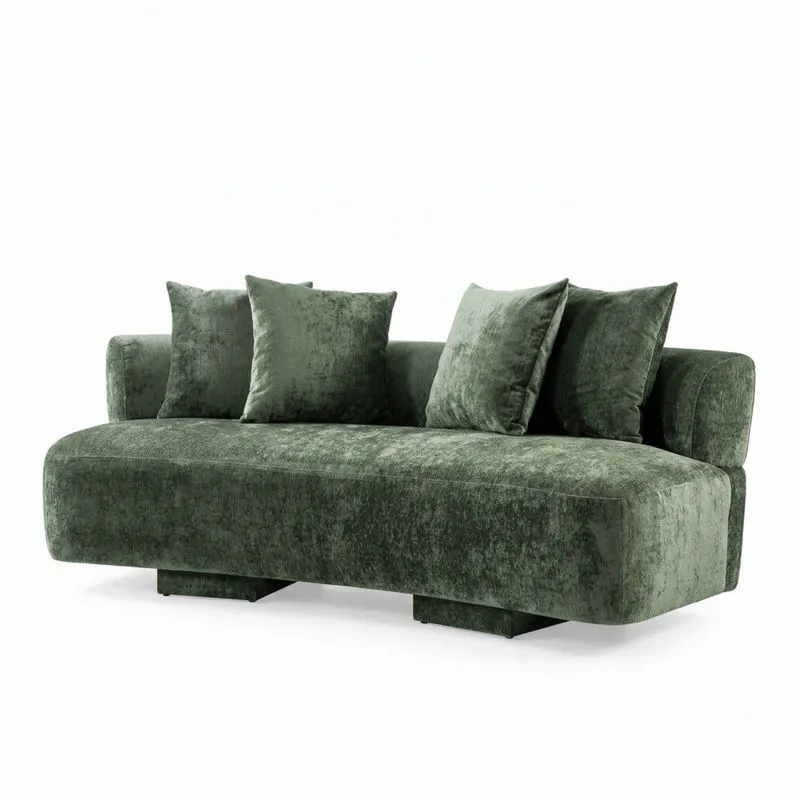 Grünes Sofa aus Polyester-Samt mit Eichenrahmen-Noblehomeeu