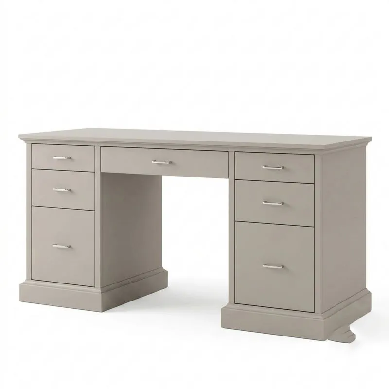 Eichenschreibtisch — Beige — 6 Schubladen-Noblehomeeu