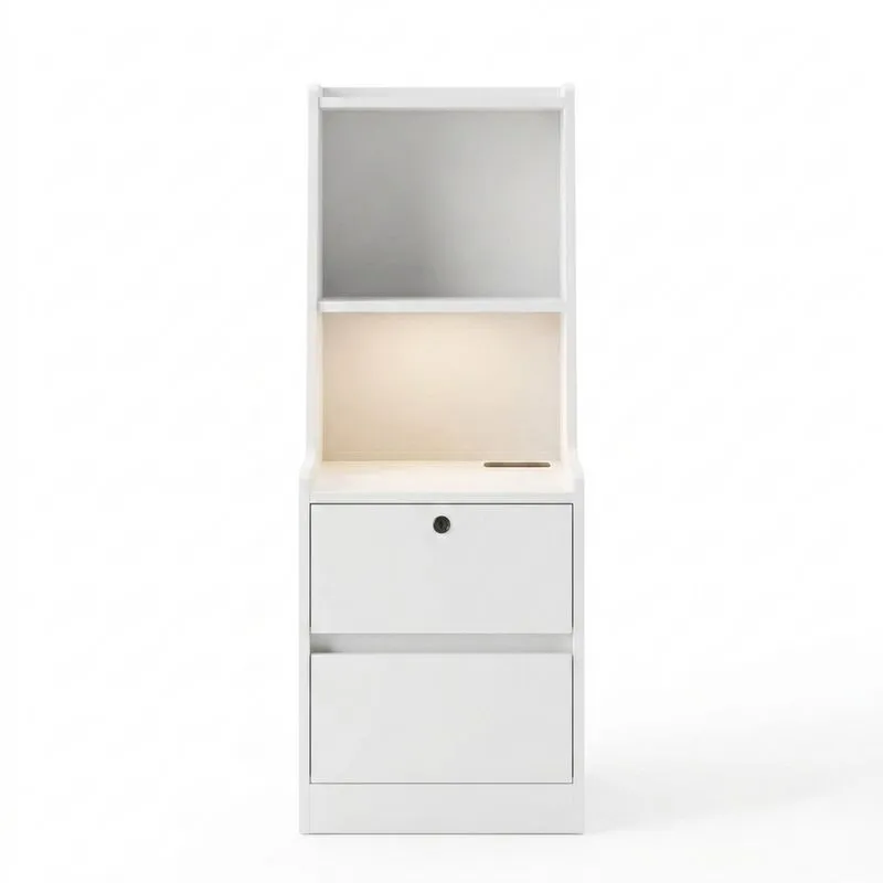 Weißer MDF-Schreibtisch mit Schubladen und Ablagefächern-Noblehomeeu