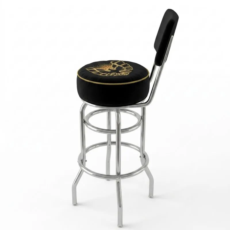 Barhocker mit Rückenlehne Stahl Vinyl Schwarz/Gold 76cm-Noblehomeeu