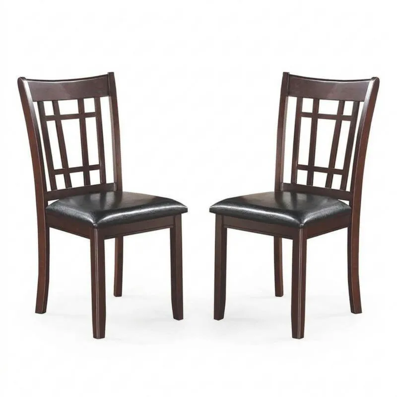 Massivholz-Stuhl-Set (2-teilig) mit Kunstledersitzen – Dunkelbraun-Noblehomeeu