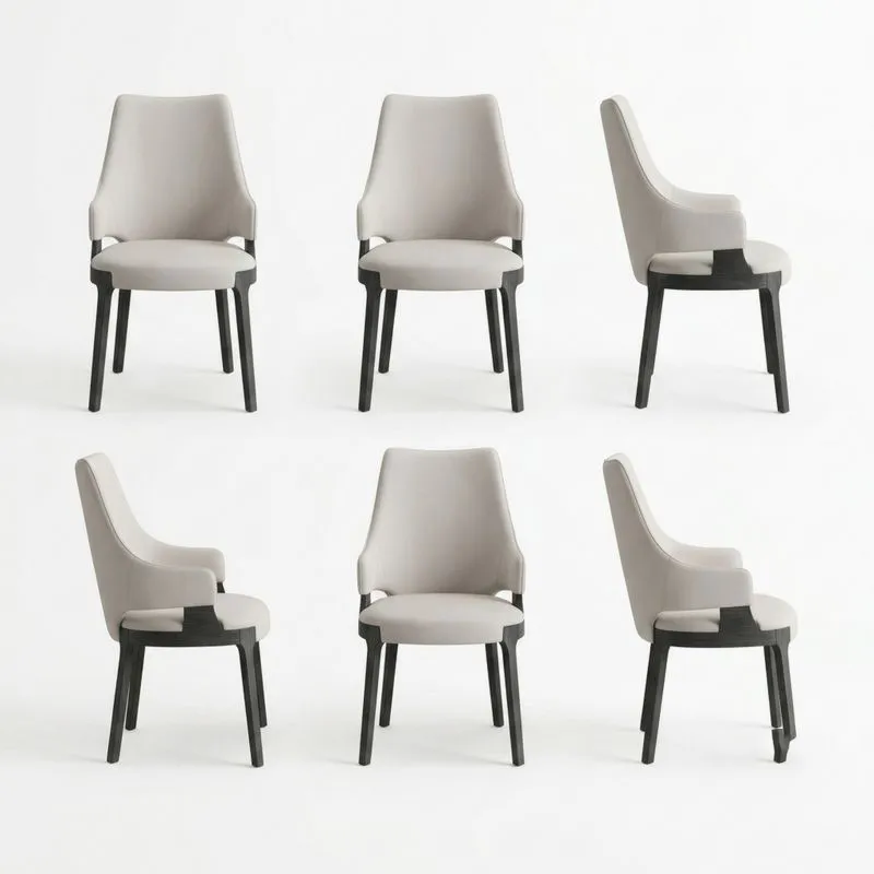 Esszimmerstuhl Set Mikrofaser Massivholz Beige-Noblehomeeu
