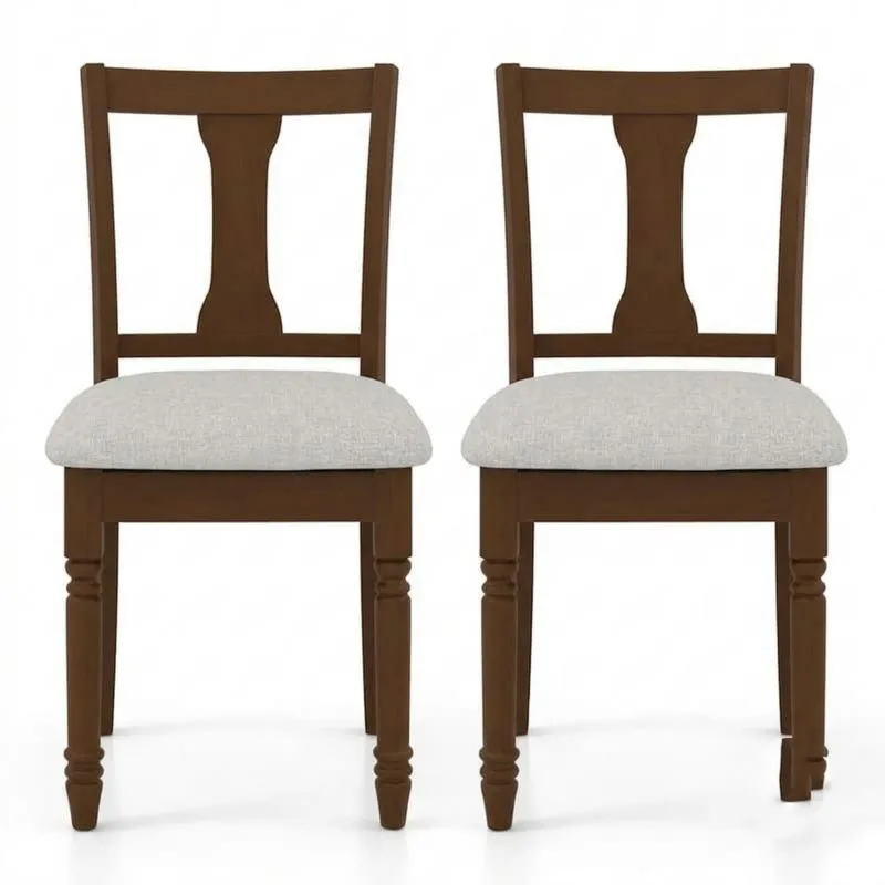 Esszimmerstuhl-Set aus Massivholz mit Polyestersitzen – Braun/Beige (2er-Set)-Noblehomeeu