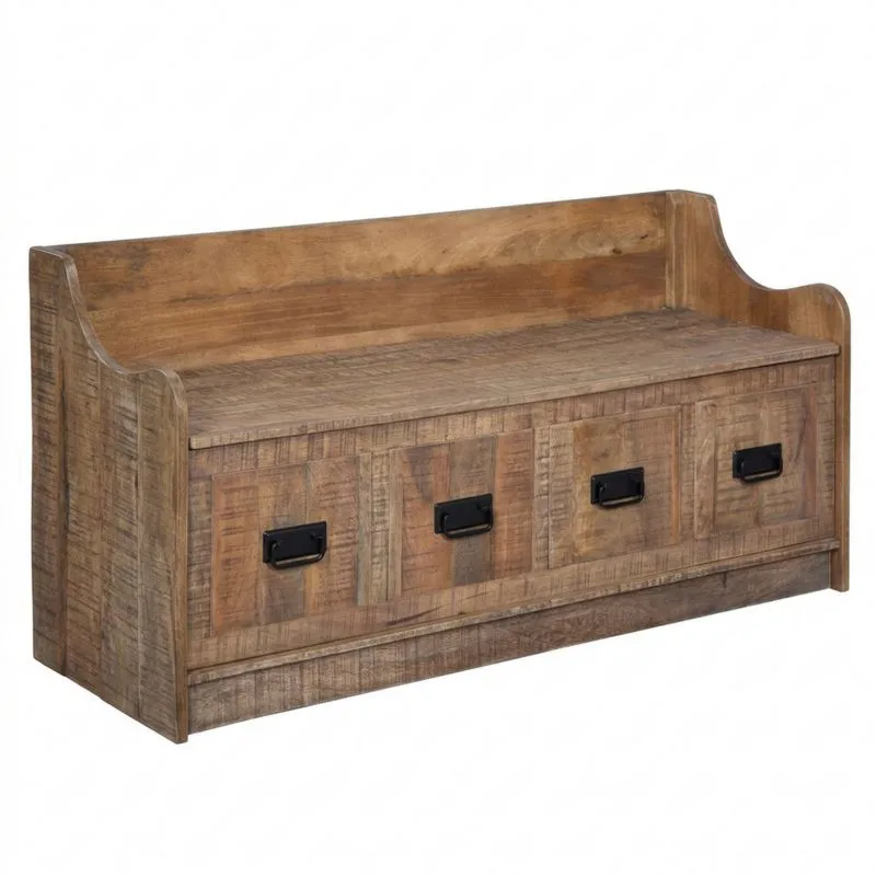 Holzbank mit Aufbewahrung aus Mangoholz 120 cm-Noblehomeeu