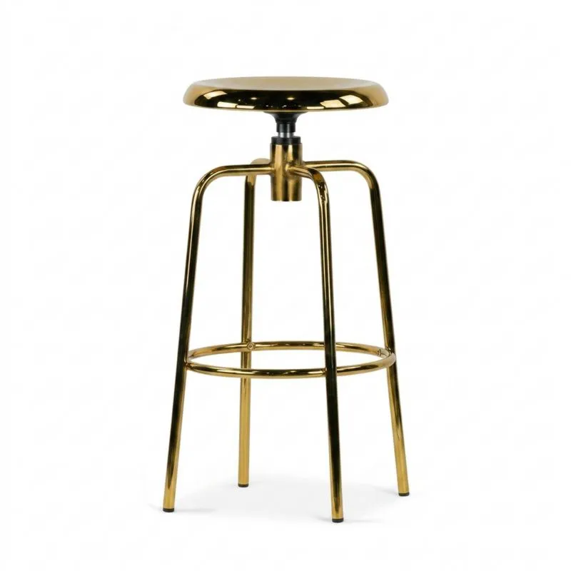 Goldfarbener Stahl Barhocker Höhenverstellbar-Noblehomeeu