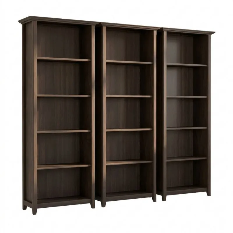 Bücherregal-Set aus dunkelbraunem Massivholz-Noblehomeeu