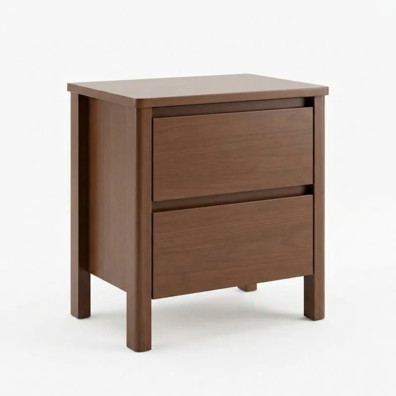 Brauner MDF-Nachttisch mit zwei Schubladen-Noblehomeeu