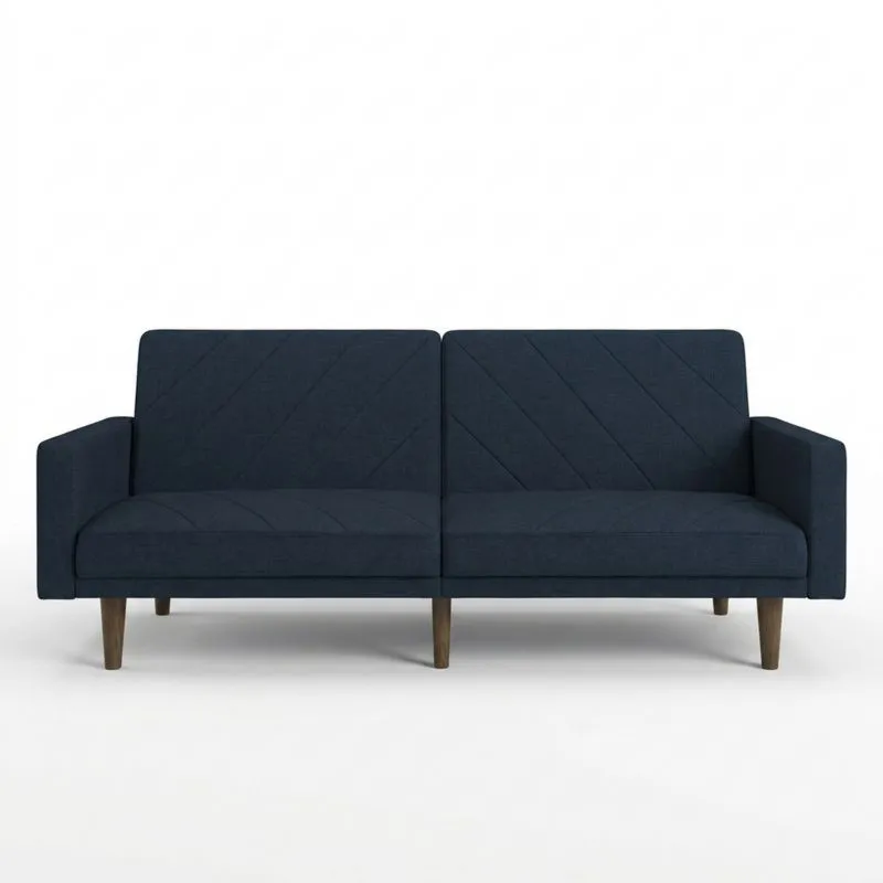Sofa aus blauem Polyester und Eiche-Noblehomeeu