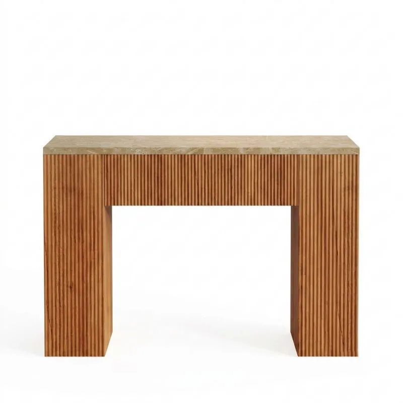 Konsolentisch aus Eichenfurnier mit Natursteinplatte, 120 cm-Noblehomeeu