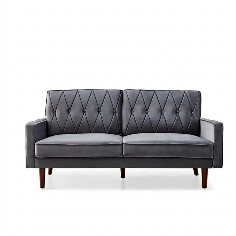 2-Sitzer Sofa Samt Dunkelgrau-Noblehomeeu