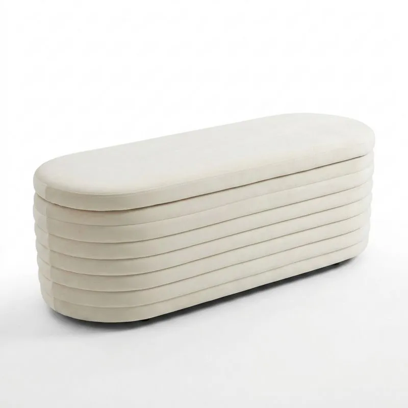 Beige ovale Bank mit Stauraum (Polyester)-Noblehomeeu