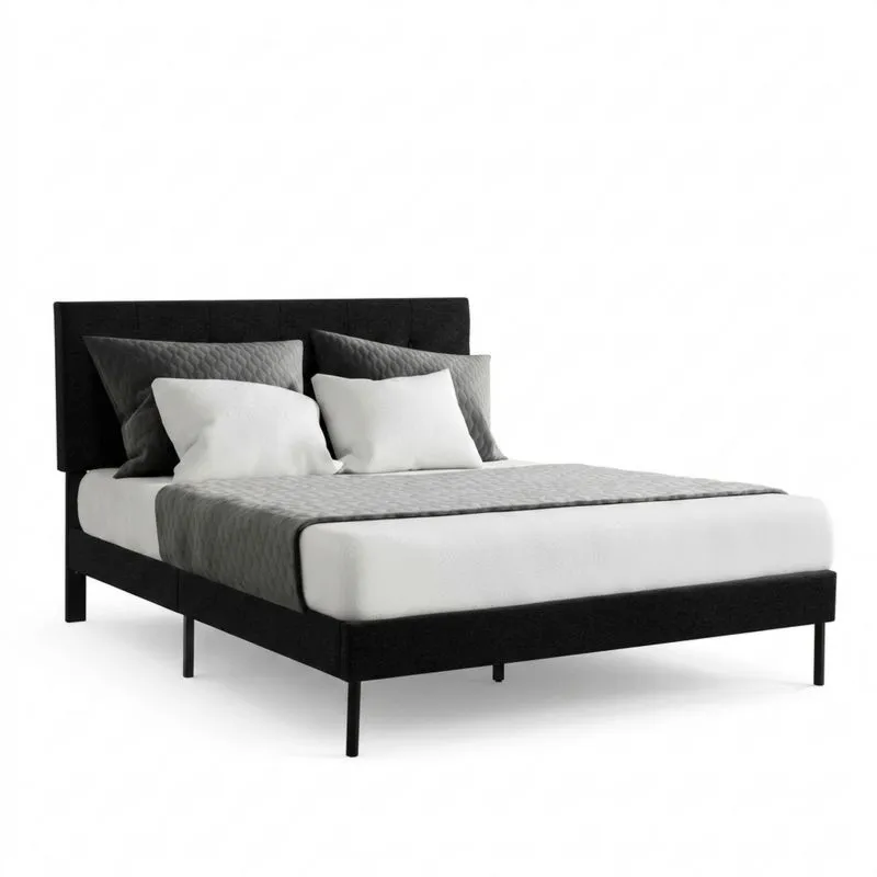 Bett aus schwarzem Stahl und Polyester-Noblehomeeu
