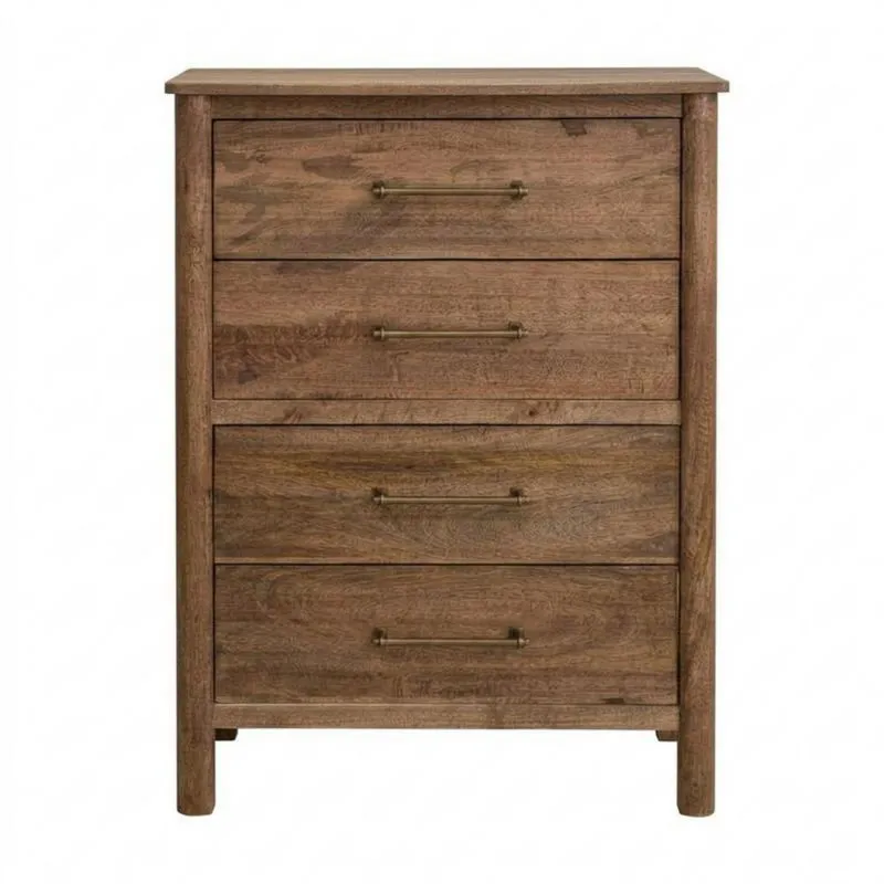 Schubladenschrank aus Mangoholz Braun mit 4 Schubladen-Noblehomeeu