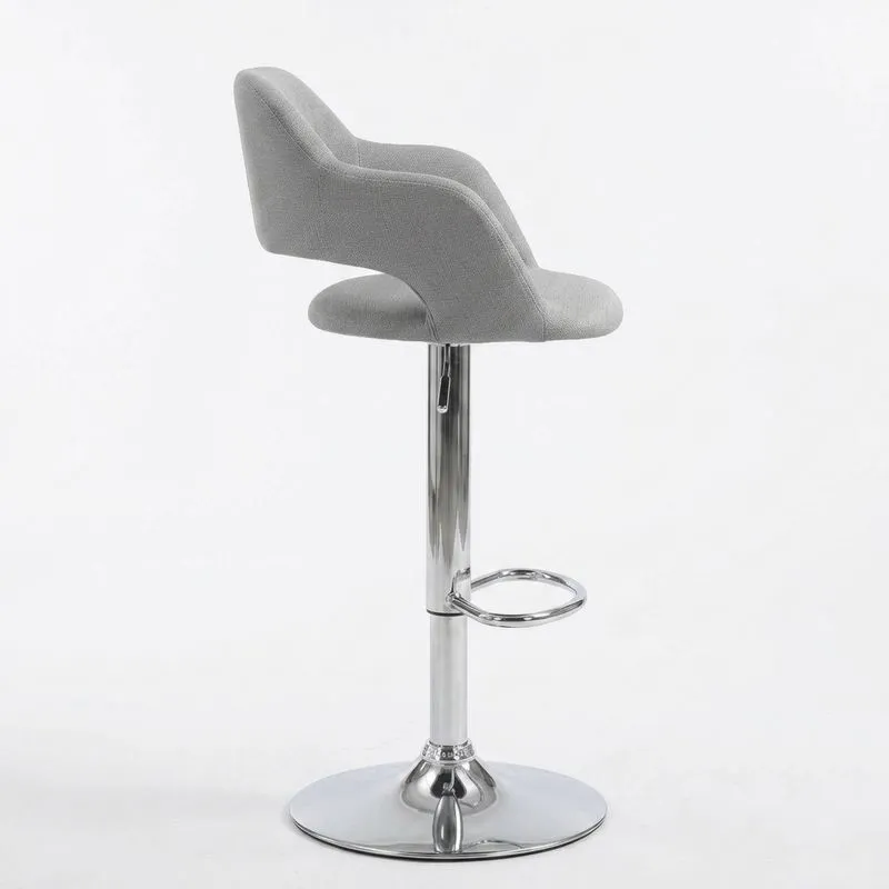 Barhocker Grau Polyester Stahl Höhenverstellbar-Noblehomeeu