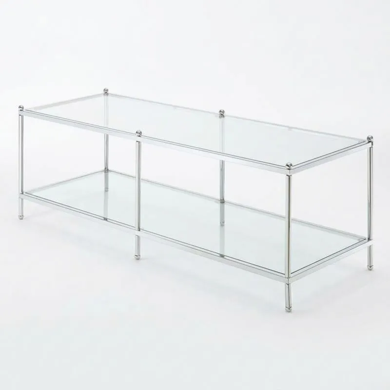 Rechteckiger Couchtisch aus Glas und Stahlrahmen-Noblehomeeu