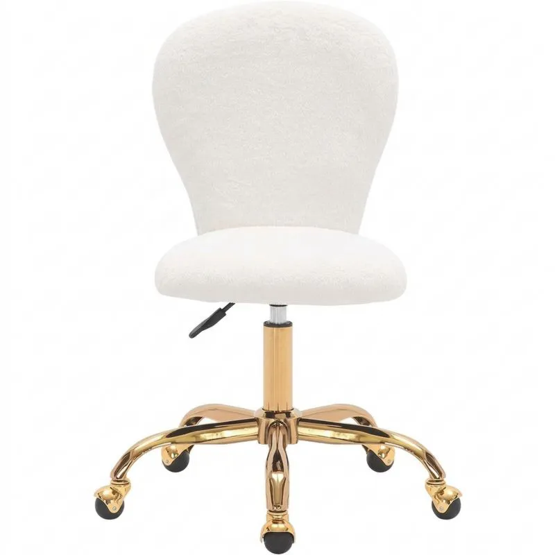 Bürostuhl Weiß Polyester Höhenverstellbar Chromfuß-Noblehomeeu