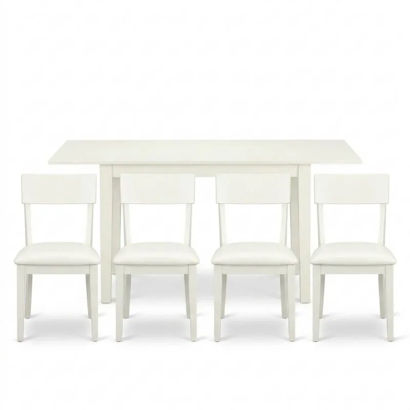 5-teiliges Tisch- und Stuhl-Set aus Massivholz (Weiß)-Noblehomeeu
