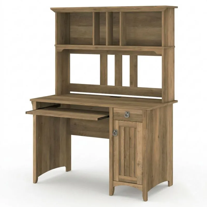 Kiefernschreibtisch mit Bücherregal (Braun)-Noblehomeeu