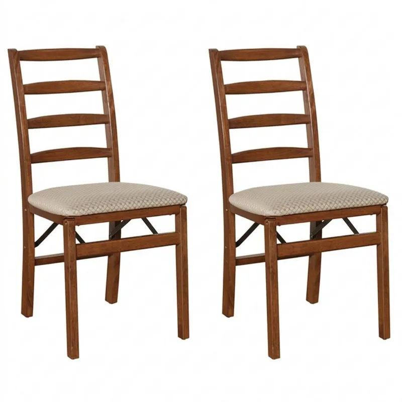 2er-Set Eichenstühle mit Polyesterkissen – Beige-Noblehomeeu
