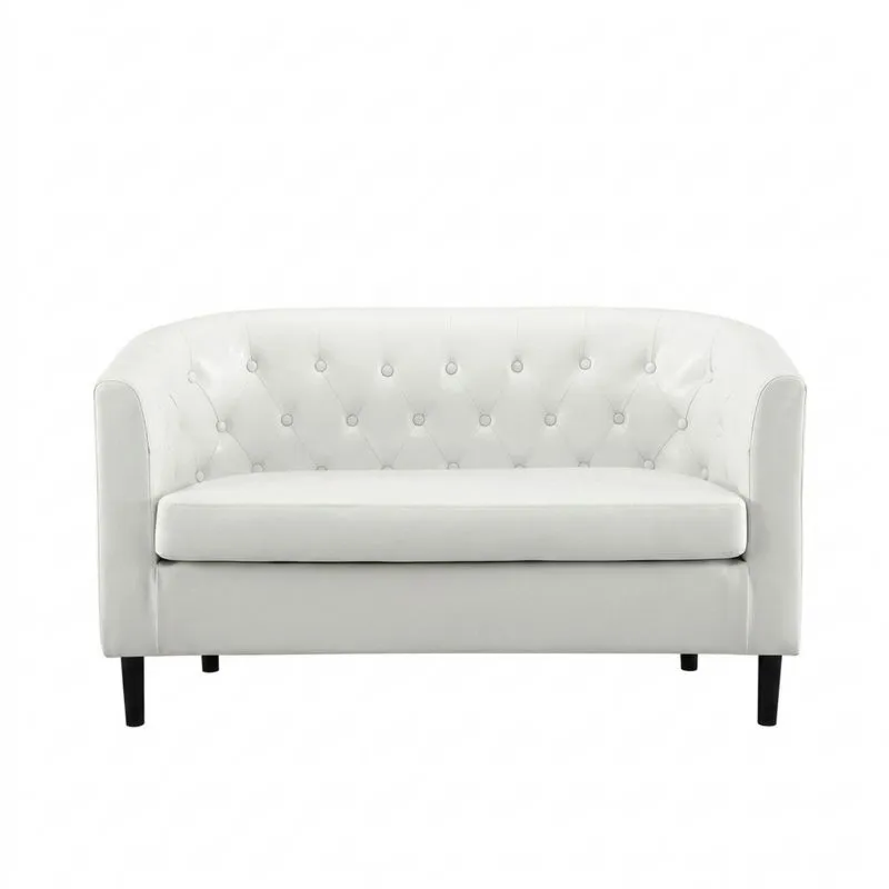 Weißes Zweisitzer-Sofa aus Kunstleder-Noblehomeeu