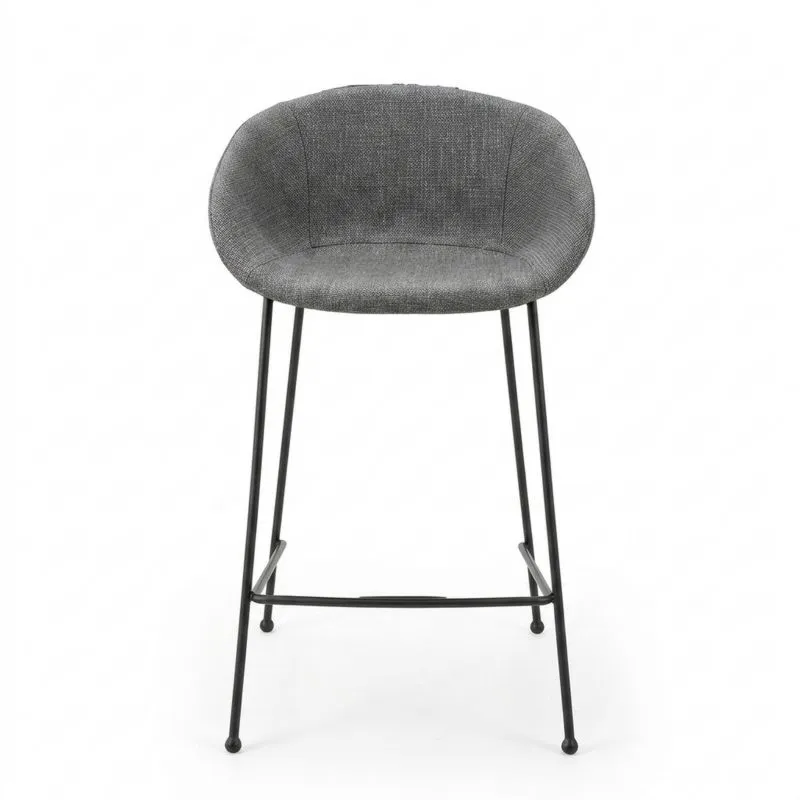Barhocker aus grauem Stahl und Polyester-Noblehomeeu