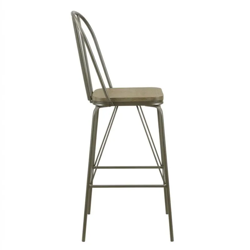 Barhocker aus grauem Stahl und Eiche-Noblehomeeu
