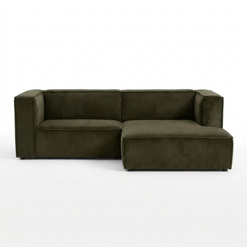 Ecksofa Velours Olivgrün L-Form-Noblehomeeu