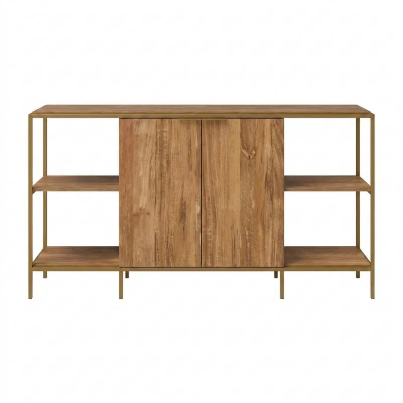 Sideboard aus eichenfurniertem MDF und Stahlrahmen-Noblehomeeu