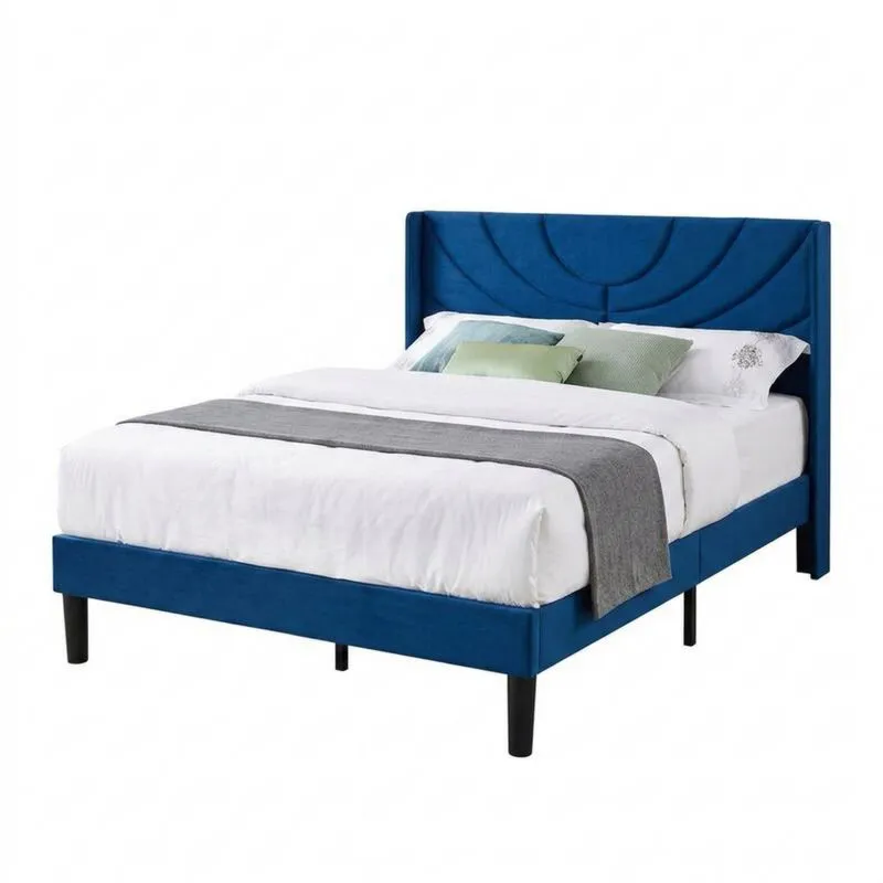 Doppelbett Velours Blau-Noblehomeeu
