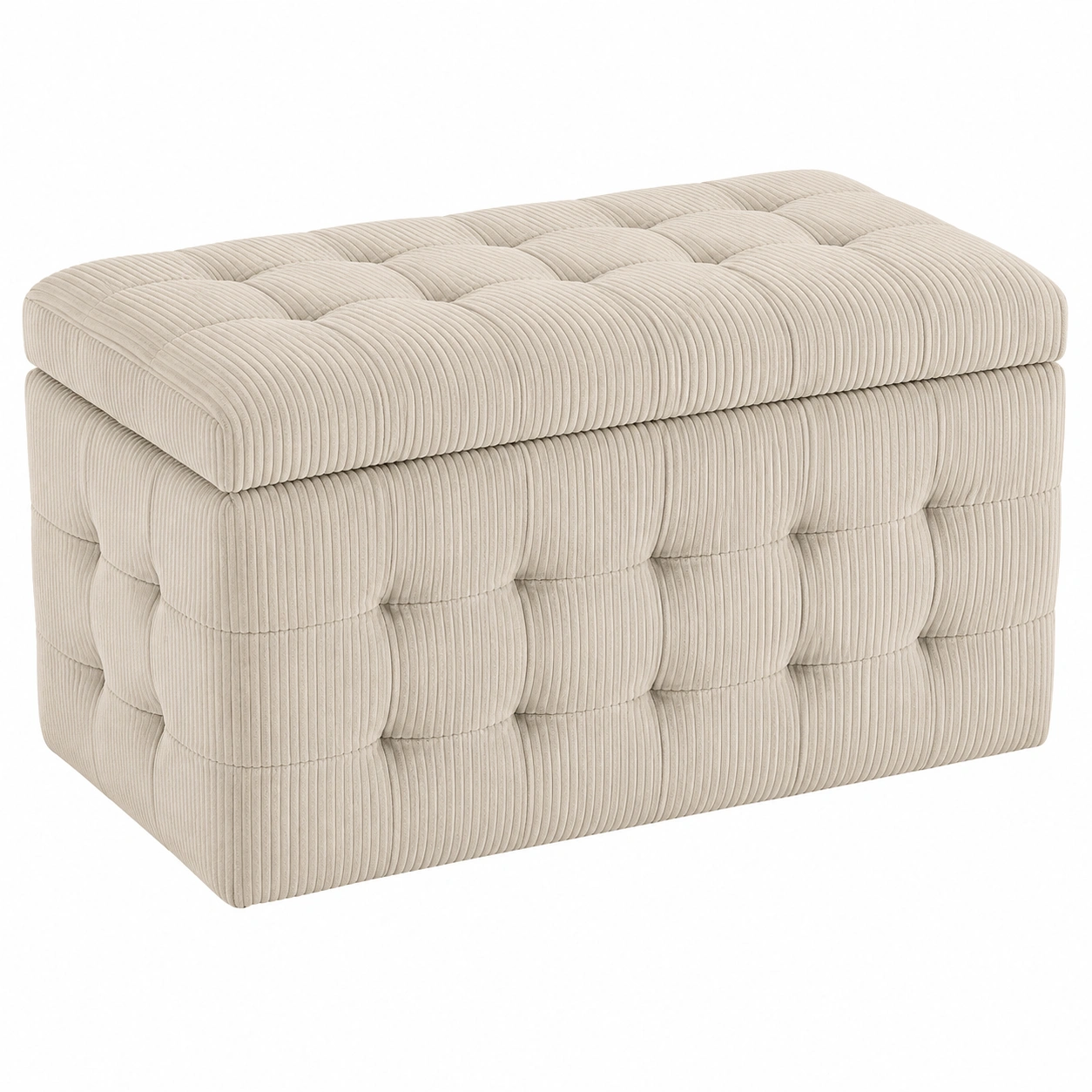 Otomana rectangular acolchada con almacenaje de pana moderna para dormitorio y salon-Meubira