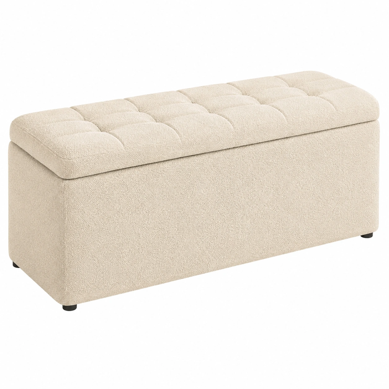 Banco Ottomano tapizado con almacenaje rectangular estilo moderno para dormitorio y sala 100 x 40 x 45 cm Beige-Meubira