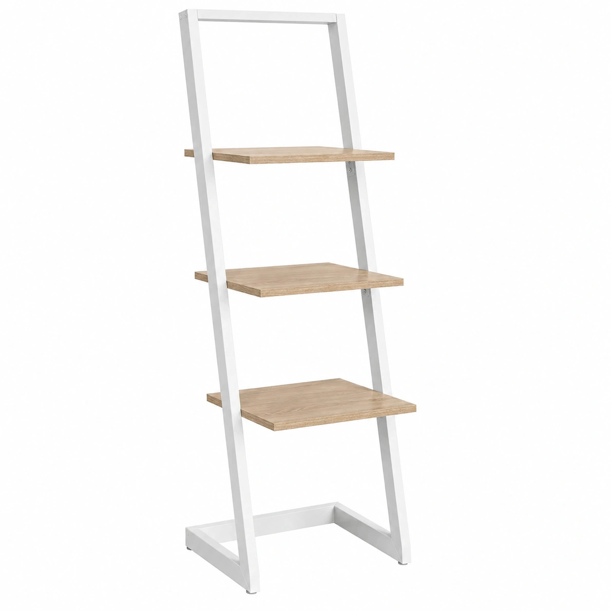 Estanteria escalera minimalista de 3 niveles en madera y metal blanco-Meubira