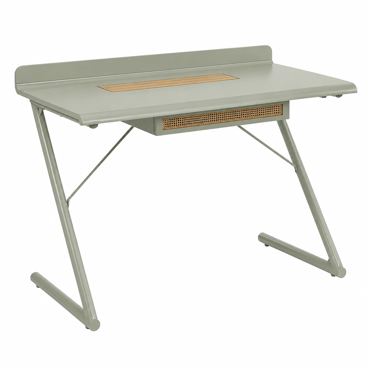 Escritorio moderno ergonomico con cajon central y detalles estilo nordico natural-Meubira