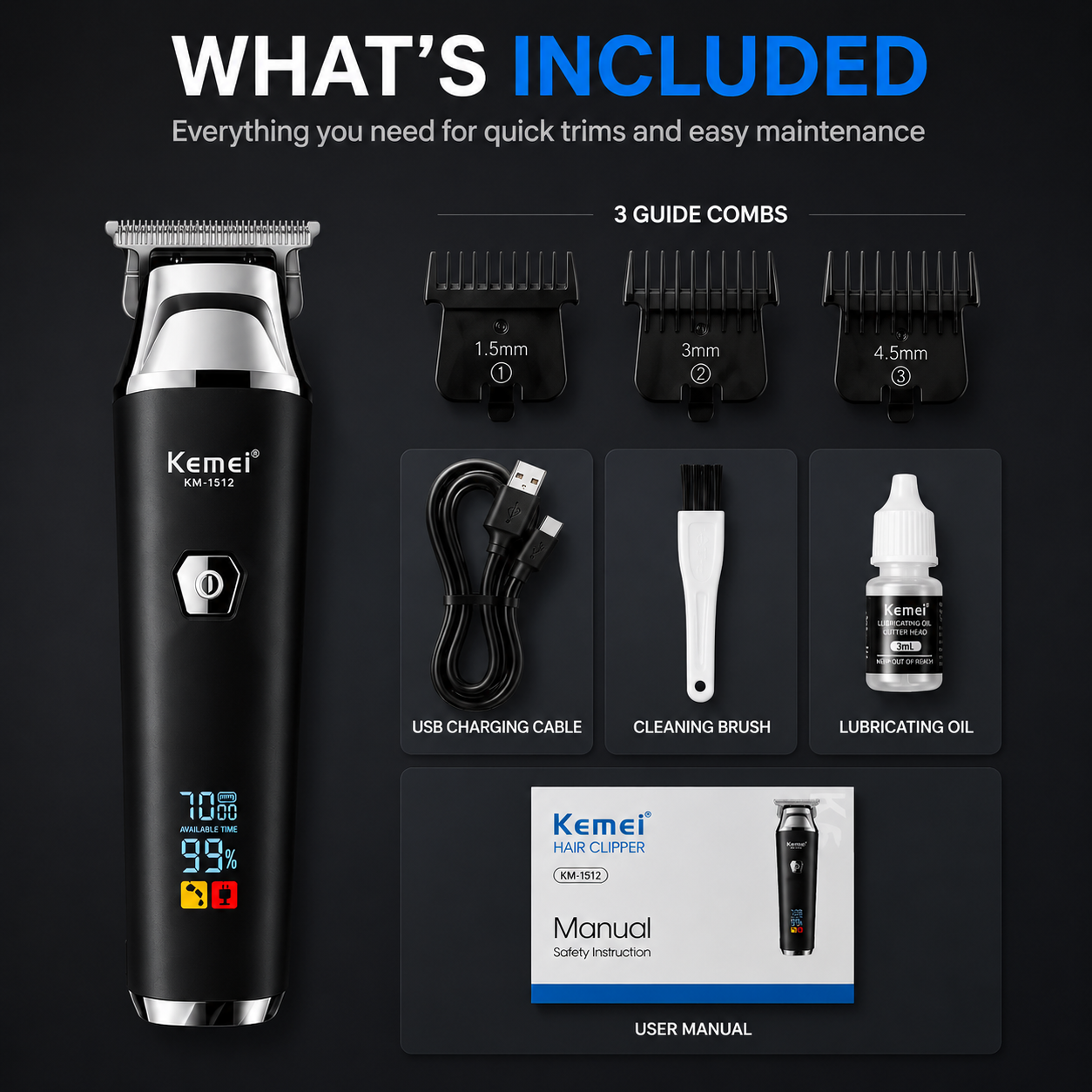 Rechargeable Hair Clipper – Complete Home Grooming Kit