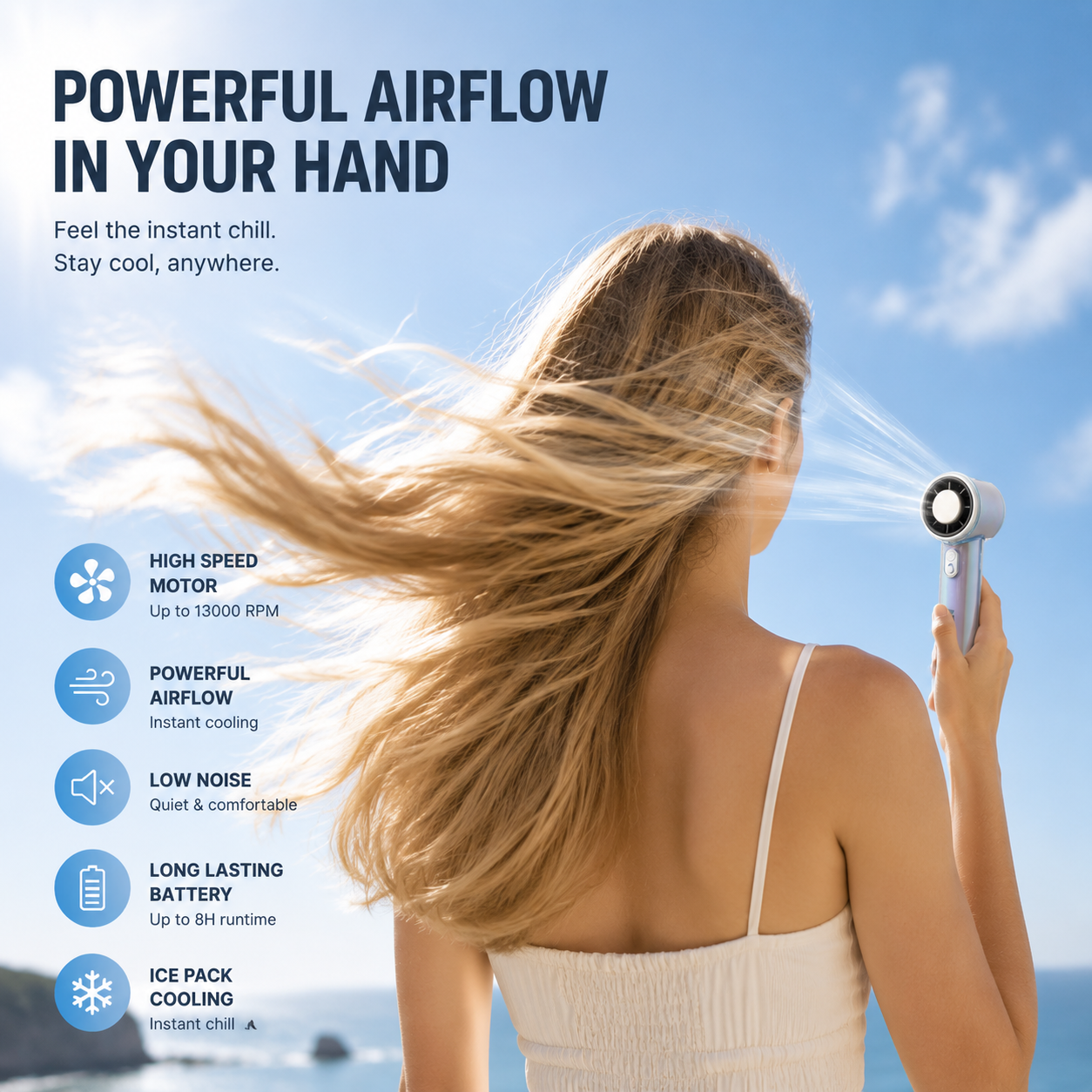 Handheld Fan with Ice Pack – Ultra Cool & Portable