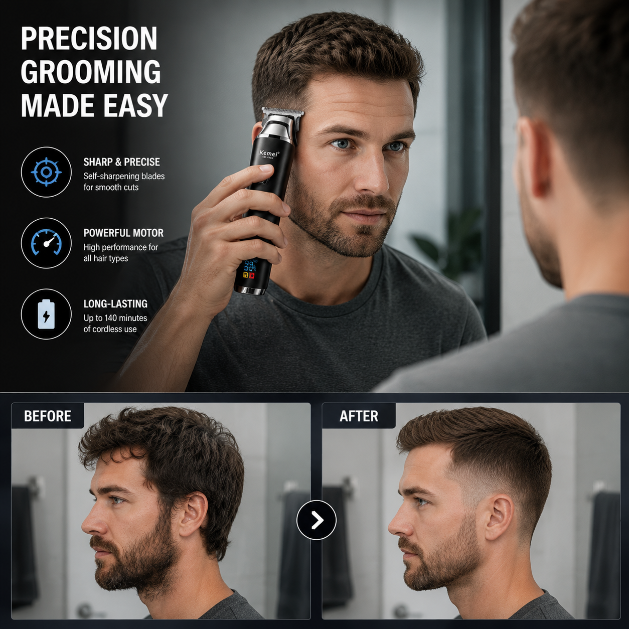 Rechargeable Hair Clipper – Complete Home Grooming Kit