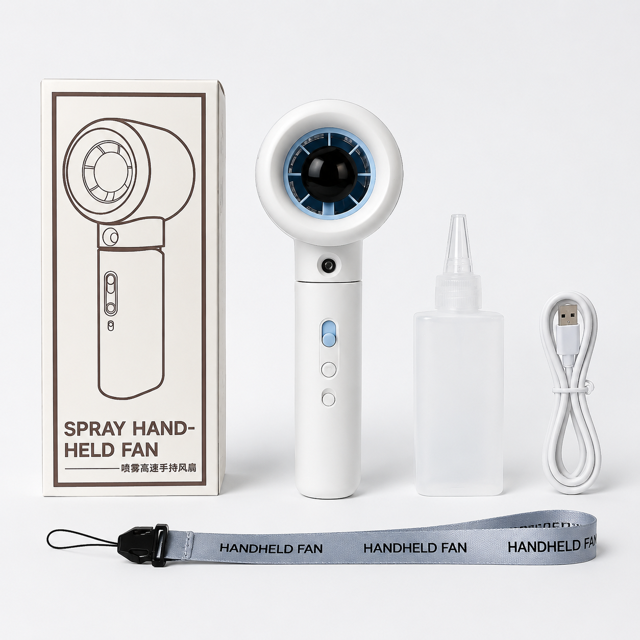 Handheld Spray Fan – Portable Cooling Mist Fan with Ice Blade for Instant Refreshment, Travel-Friendly & Quiet