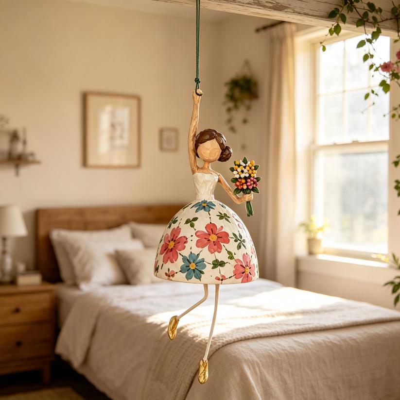 Handcrafted Hanging Garden Lady Figurine – Whimsical Floral Home Decor
