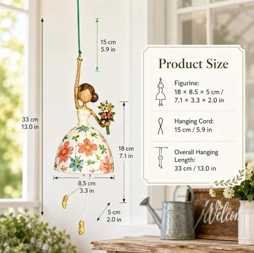 Handcrafted Hanging Garden Lady Figurine – Whimsical Floral Home Decor
